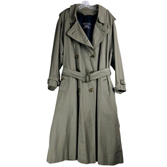 Burberrys Car Coat Size 42 Burberry Khaki NovaCheck Wool Lined Trench Authentic - Picture 2 of 13